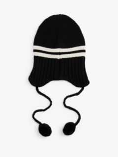 Tommy Girl Stripe Wool Blend Bauble Beanie — Black 2