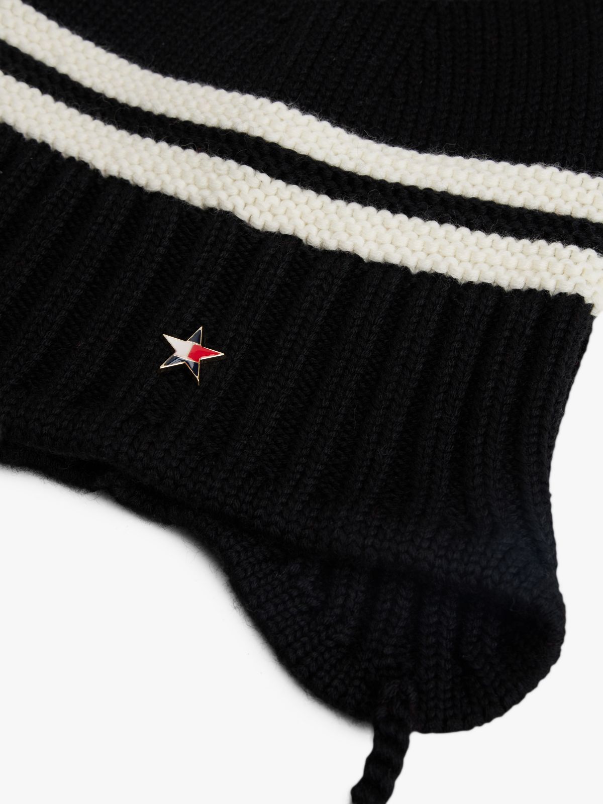 Tommy Girl Stripe Wool Blend Bauble Beanie — Black