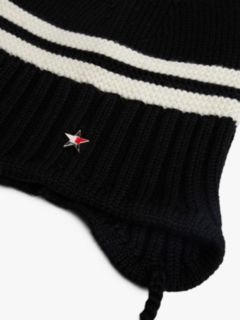Tommy Girl Stripe Wool Blend Bauble Beanie — Black 3