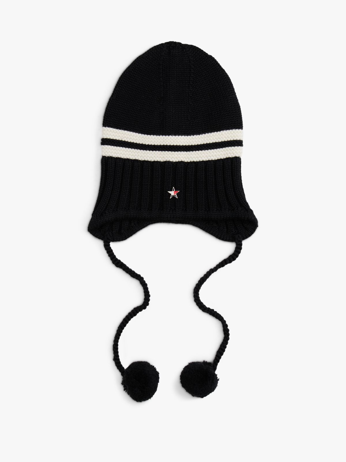 Tommy Girl Stripe Wool Blend Bauble Beanie — Black