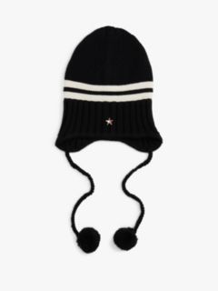 Tommy Girl Stripe Wool Blend Bauble Beanie — Black 1