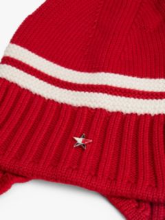 Tommy Girl Stripe Wool Blend Bauble Beanie — Red 3