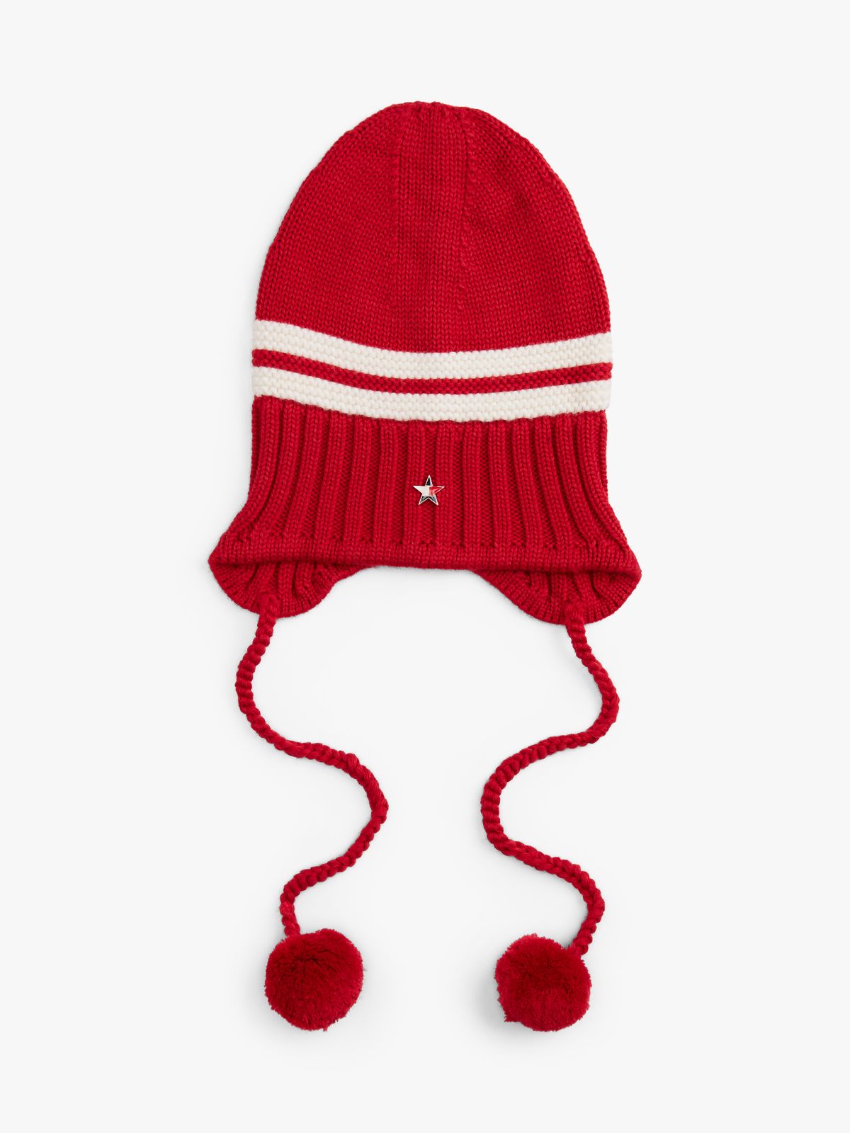 Tommy Girl Stripe Wool Blend Bauble Beanie — Red