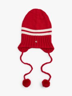 Tommy Girl Stripe Wool Blend Bauble Beanie — Red 1