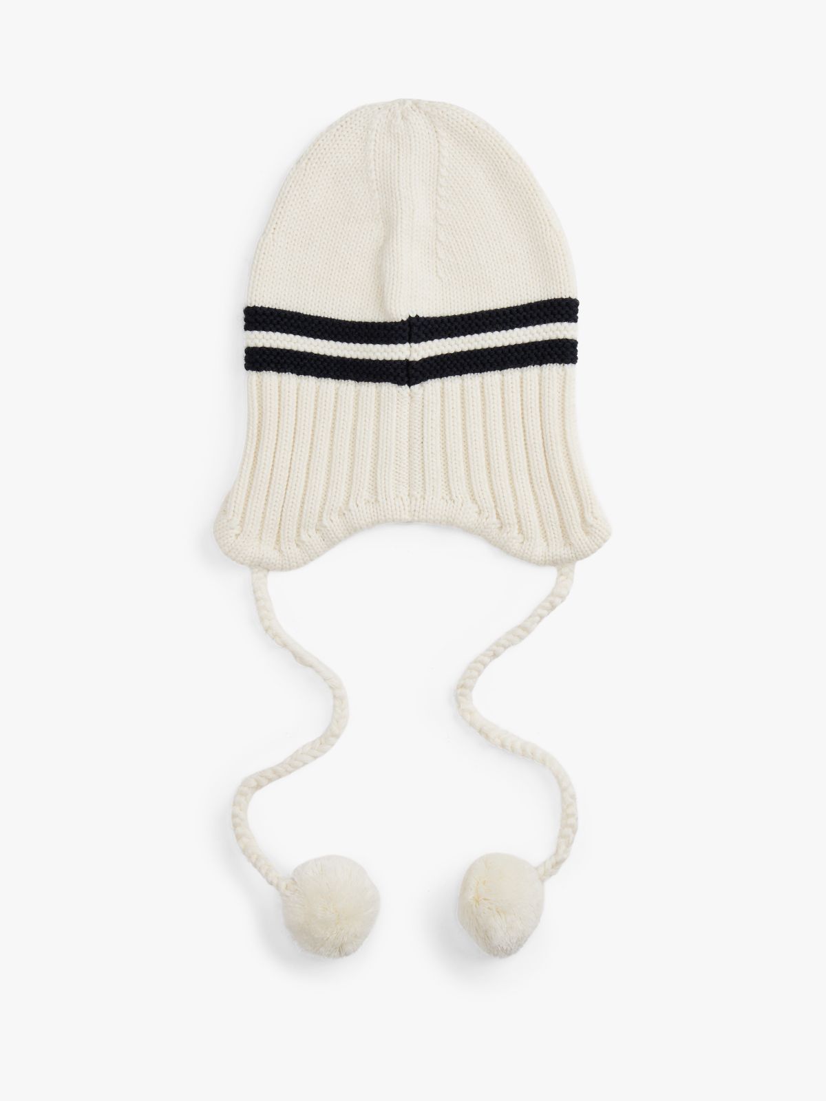 Tommy Girl Stripe Wool Blend Bauble Beanie — White