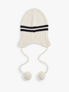 Tommy Girl Stripe Wool Blend Bauble Beanie — White 2
