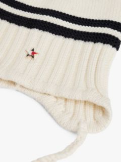 Tommy Girl Stripe Wool Blend Bauble Beanie — White 3