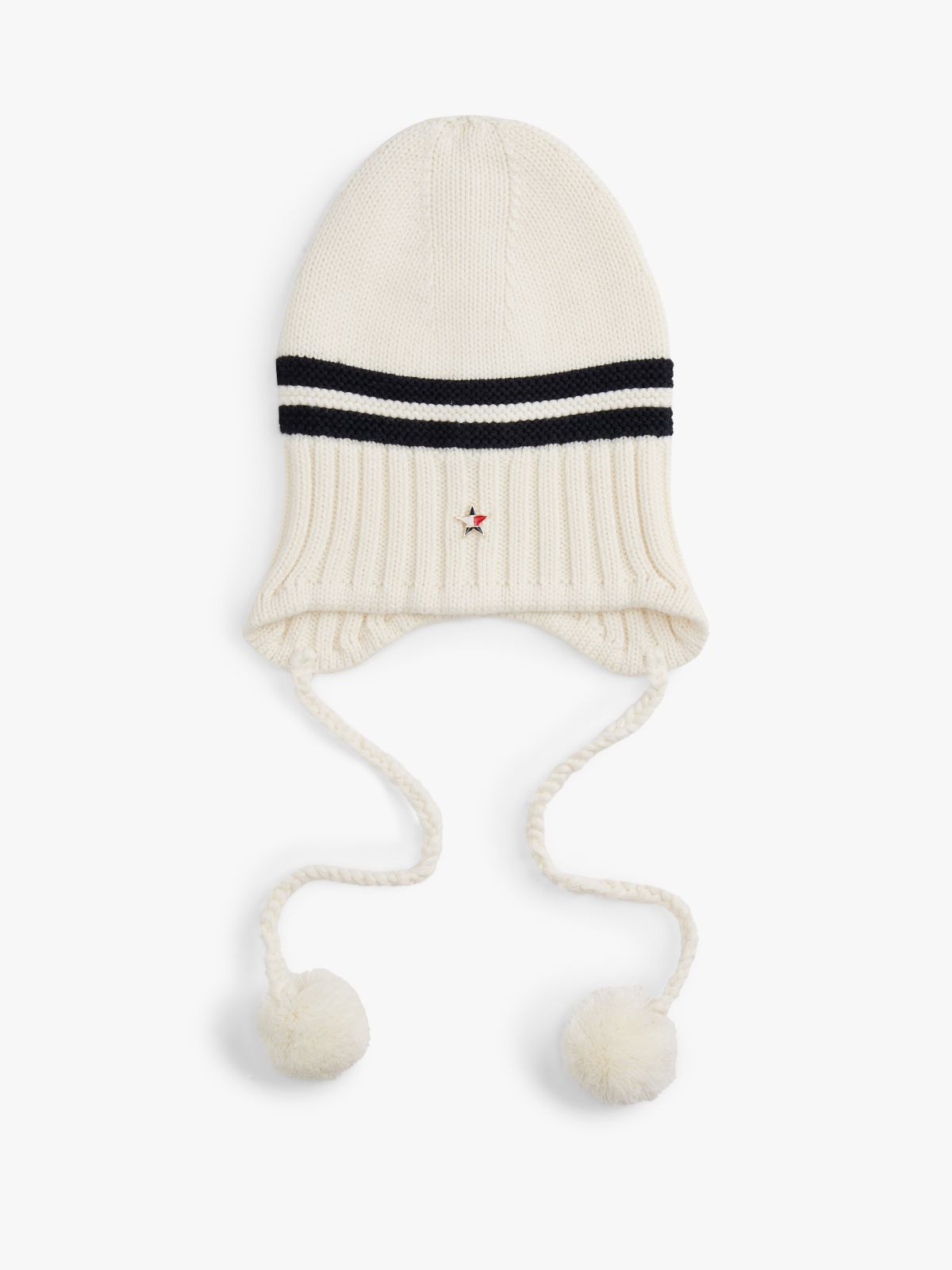 Tommy Girl Stripe Wool Blend Bauble Beanie — White