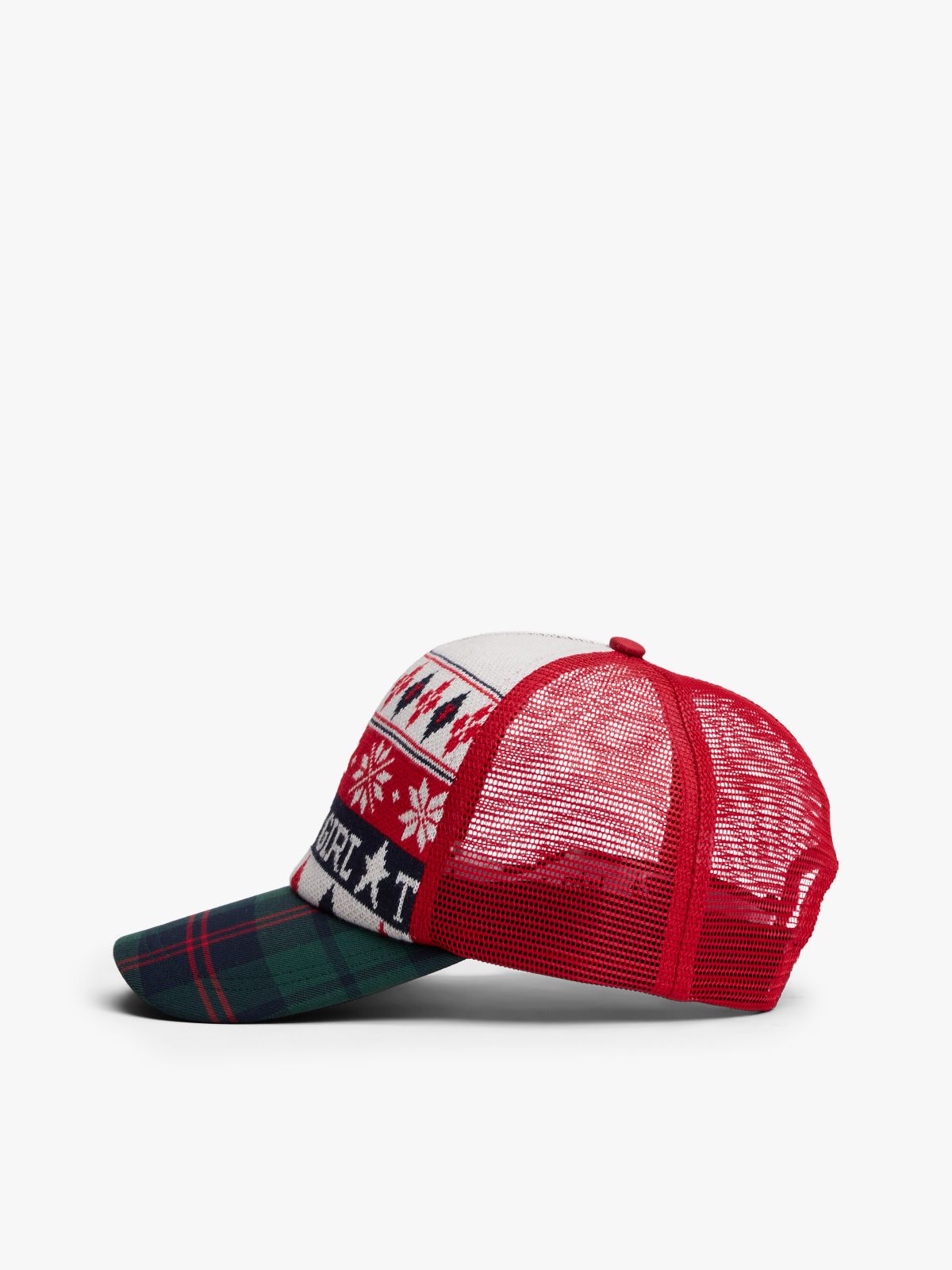 Tommy Girl Fair Isle Flannel Trucker Cap — Red