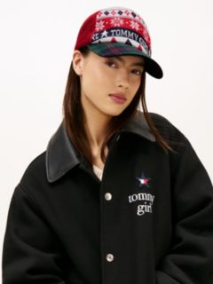 Tommy Girl Fair Isle Flannel Trucker Cap — Red 4