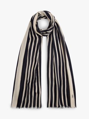 blue chic rechthoekige sjaal met th-monogram voor dames - tommy hilfiger