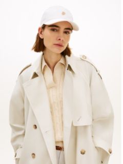 Stripe Seersucker Logo Plaque Baseball Cap — Beige 4