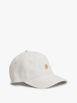 cappello da baseball a righe in seersucker beige da donne tommy hilfiger