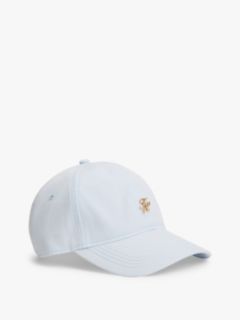 Stripe Seersucker Logo Plaque Baseball Cap — Blue 1