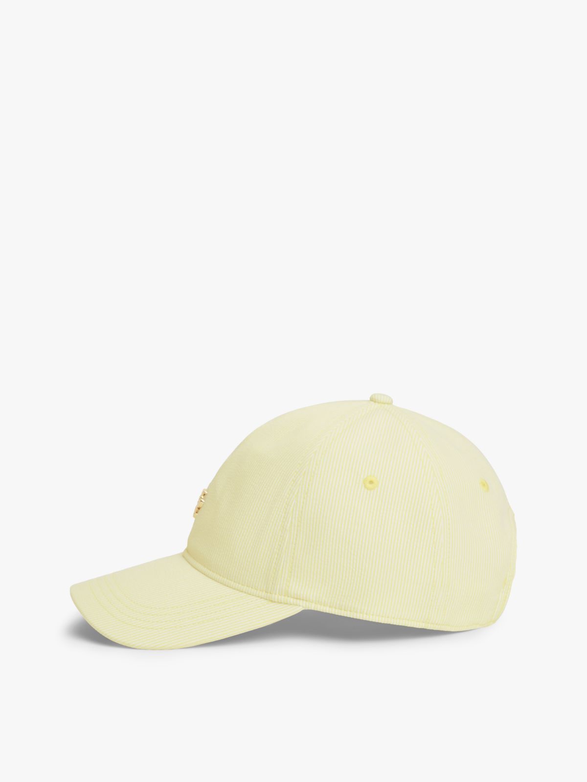 Stripe Seersucker Logo Plaque Baseball Cap — Green