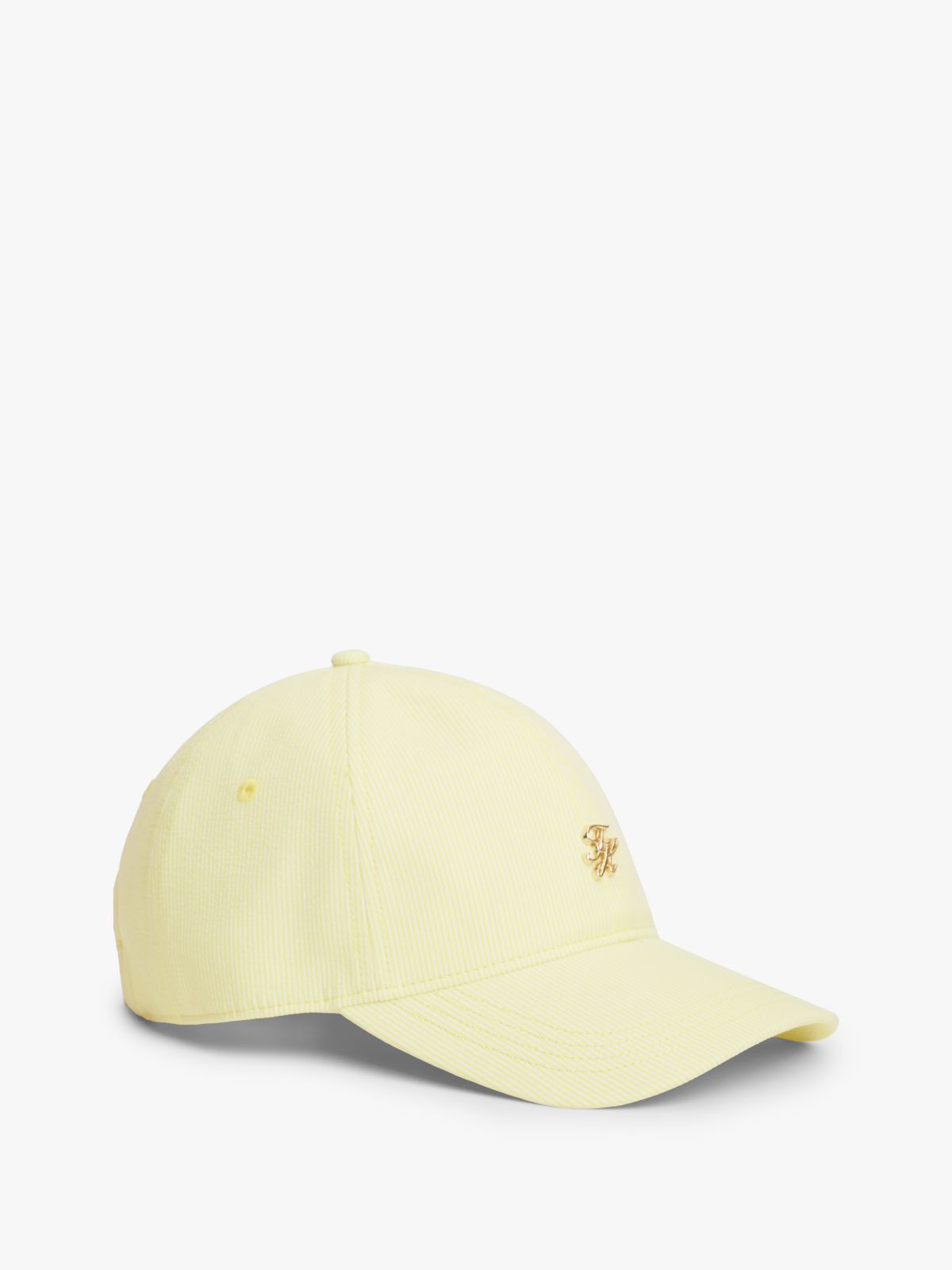 Stripe Seersucker Logo Plaque Baseball Cap — Green