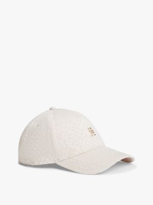 beige th monogram jacquard baseball cap for women tommy hilfiger