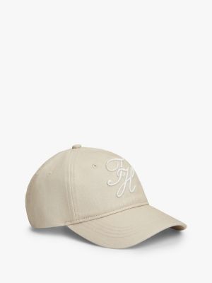cappello da baseball con logo ricamato beige da donne tommy hilfiger
