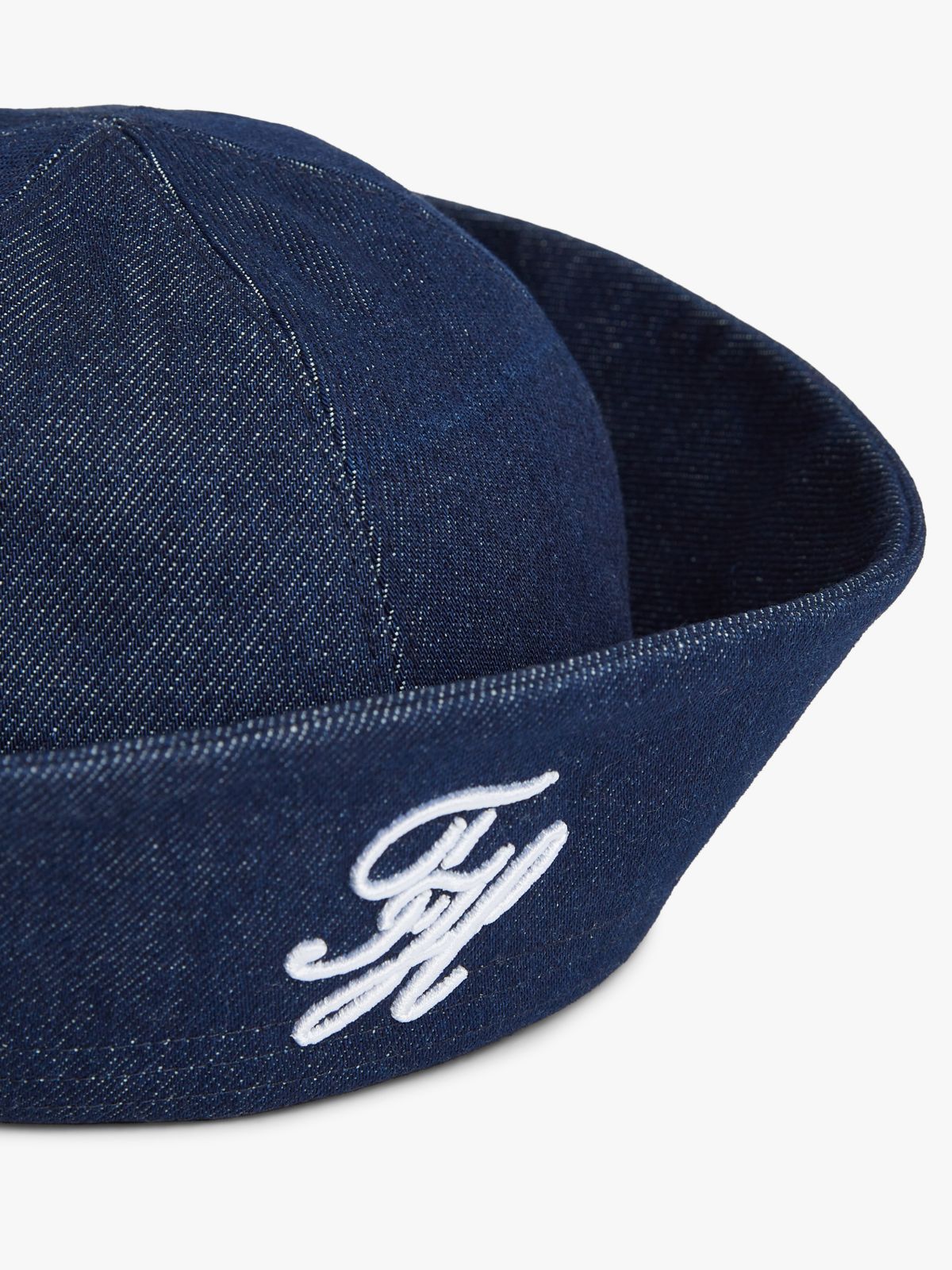 Logo Embroidery Nautical Denim Hat — Blue
