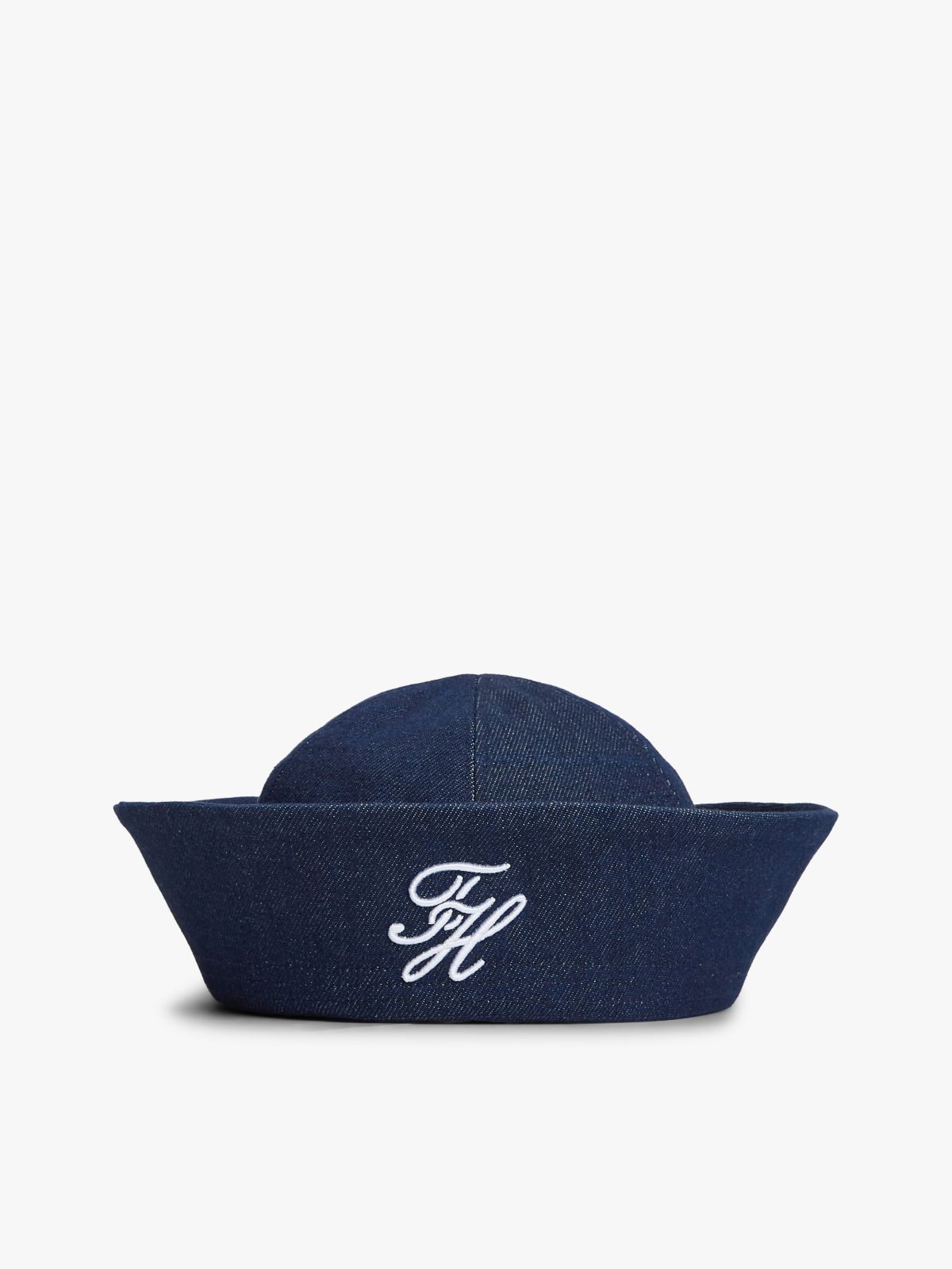 Logo Embroidery Nautical Denim Hat — Blue