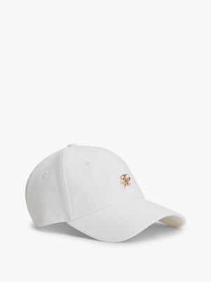 cappello da baseball in puro lino white da donne tommy hilfiger