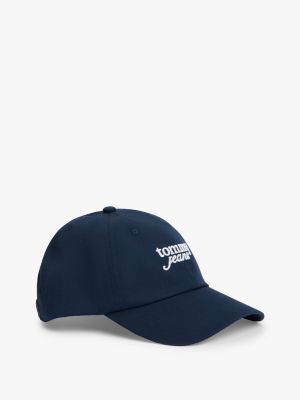 blue logo embroidery baseball cap for women tommy jeans