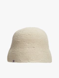 Crochet Logo Embroidery Bucket Hat — Beige 2
