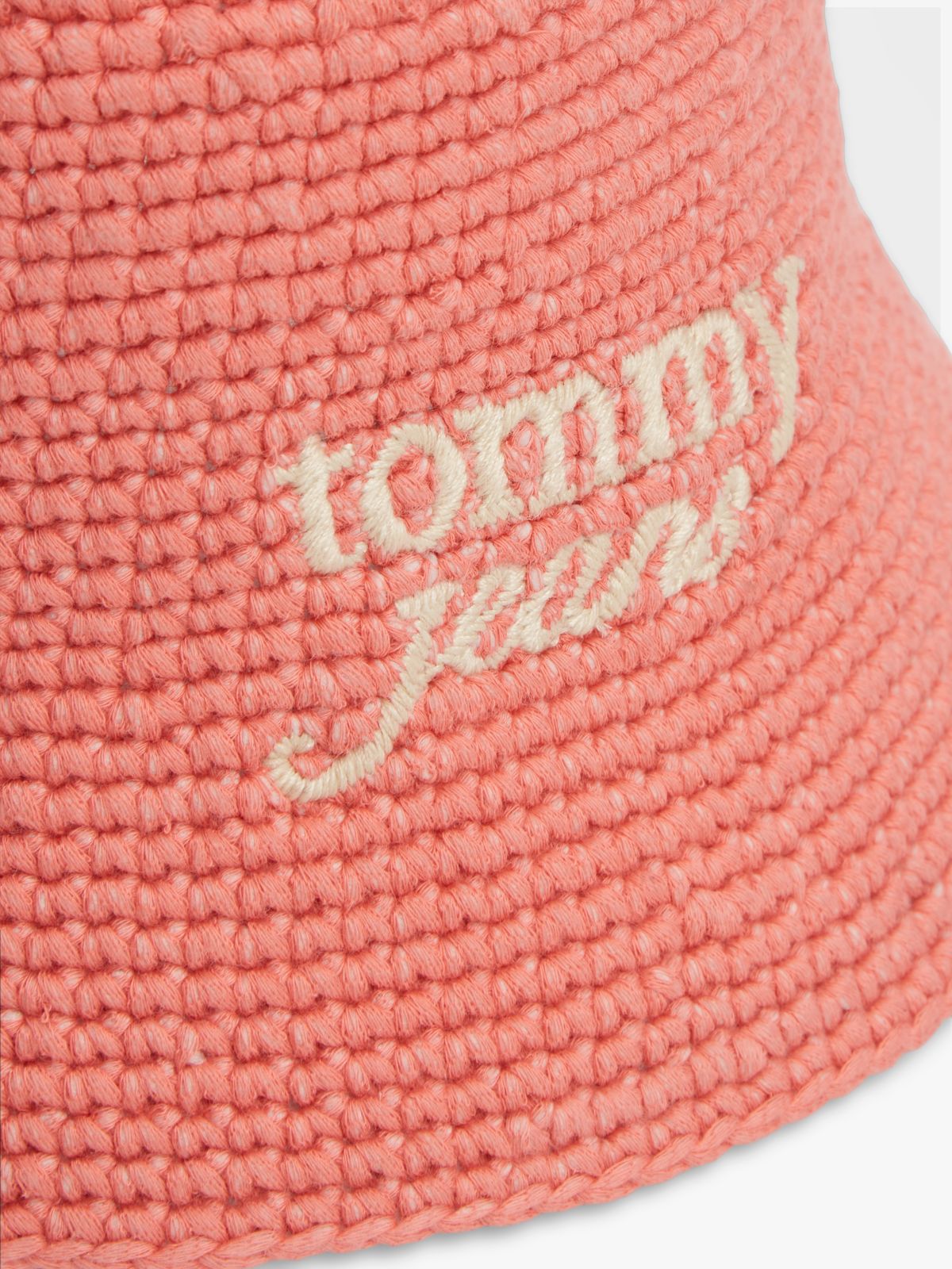 Crochet Logo Embroidery Bucket Hat — Pink