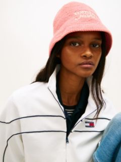 Crochet Logo Embroidery Bucket Hat — Pink 4