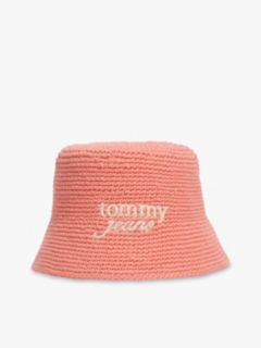 Crochet Logo Embroidery Bucket Hat — Pink 1