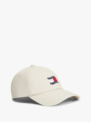cappello da baseball in canvas con bandierina beige da donne tommy jeans