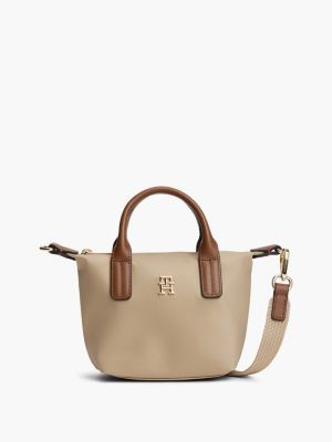 beige popette crossbody tote bag for women tommy hilfiger