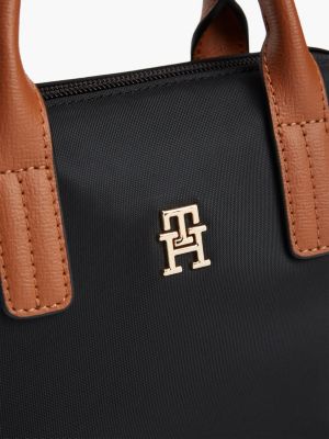 zwart crossbodyshopper met th-monogram voor dames - tommy hilfiger