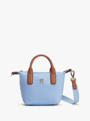 blue th monogram crossbody tote bag for women tommy hilfiger