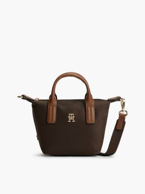 brown popette crossbody tote bag for women tommy hilfiger
