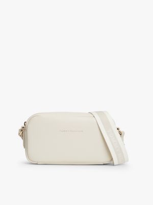 beige essential debossed crossbody camera bag for women tommy hilfiger