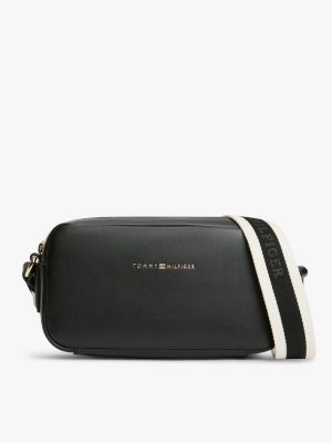 black essential debossed crossbody camera bag for women tommy hilfiger