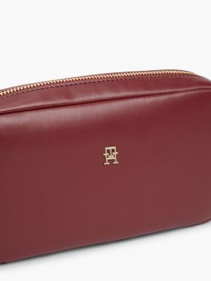 brown essential debossed crossbody camera bag for women tommy hilfiger