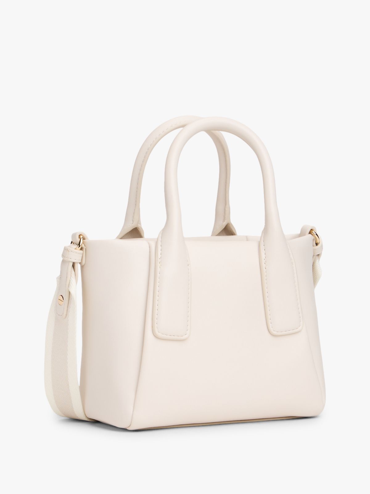 Essential Metallic Logo Crossbody Tote Bag — Beige