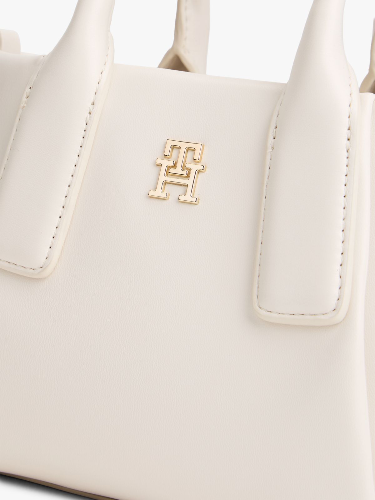 Essential Metallic Logo Crossbody Tote Bag — Beige