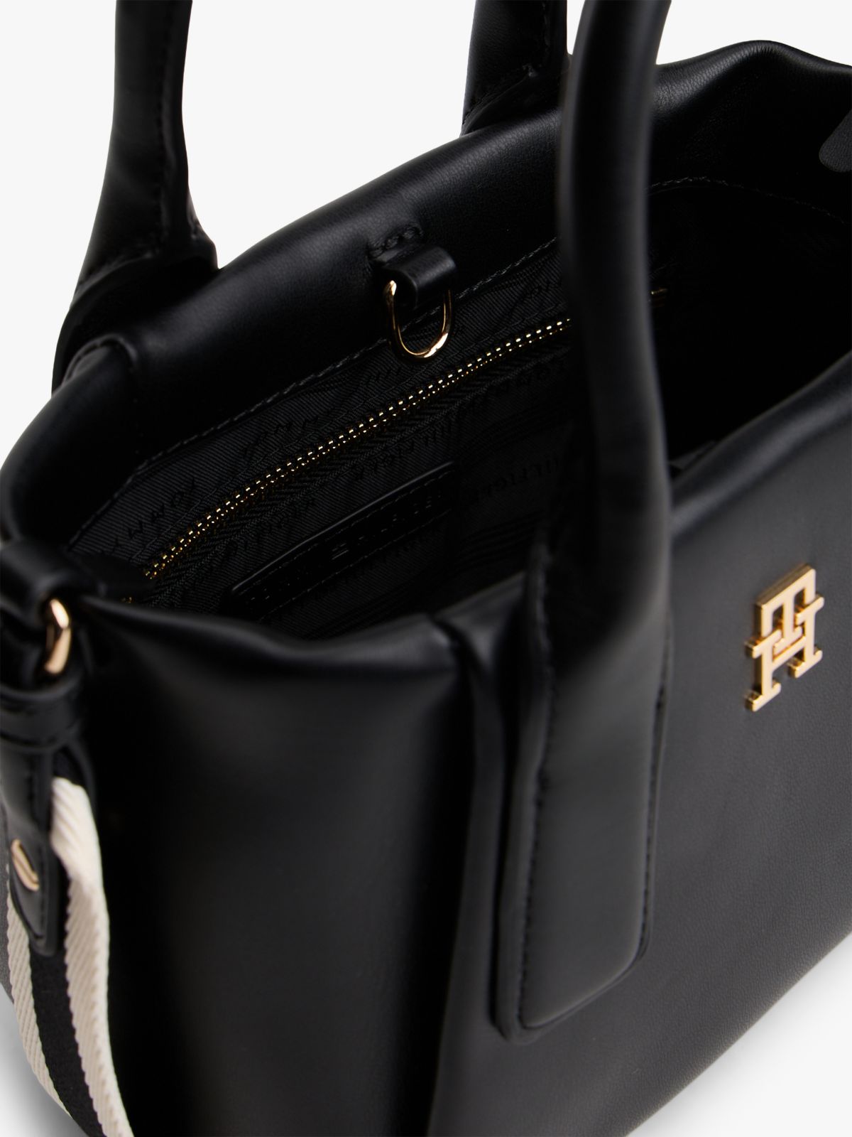 Essential Metallic Logo Crossbody Tote Bag — Black