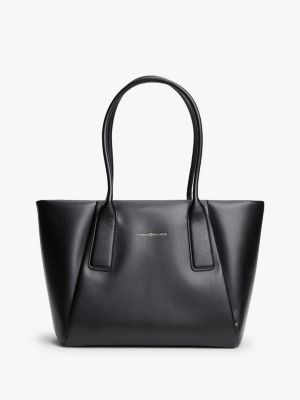 black essential tote-bag mit metallic-logo für damen - tommy hilfiger