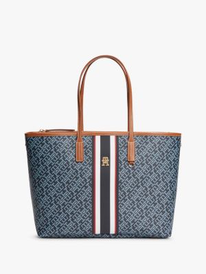 blue th monoplay tote-bag mit branding für damen - tommy hilfiger