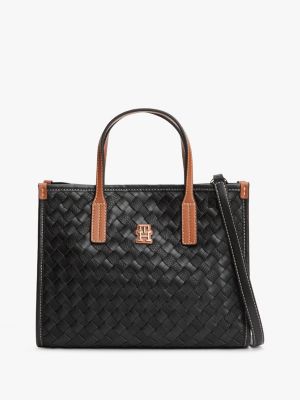black city woven crossbody tote bag for women tommy hilfiger
