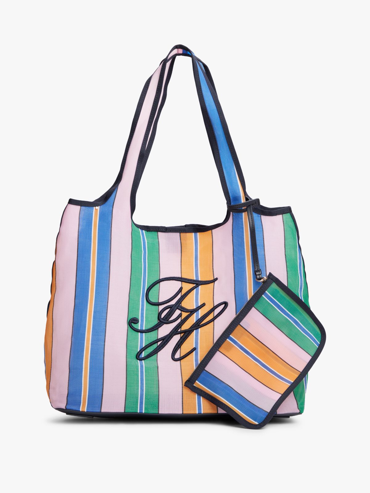 Mesh Beach Tote Bag With Pouch — Pink