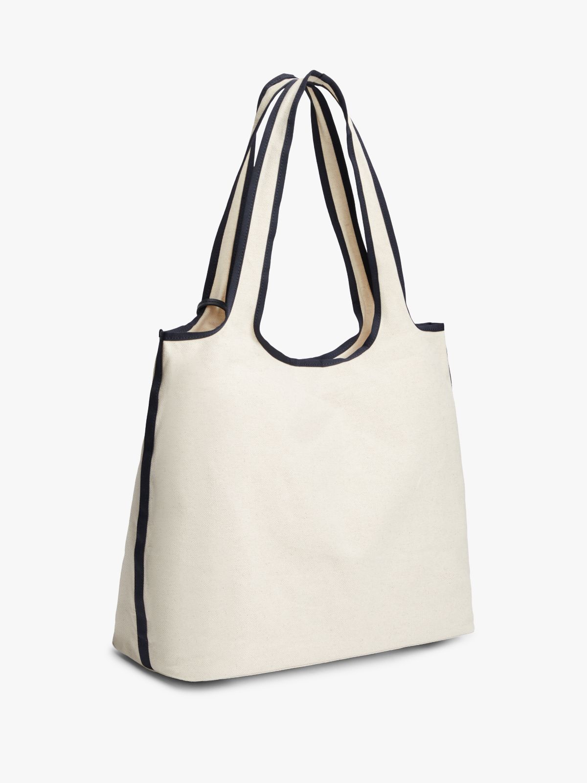 Canvas Beach Tote Bag With Pouch — White