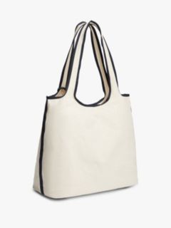 Canvas Beach Tote Bag With Pouch — White 2