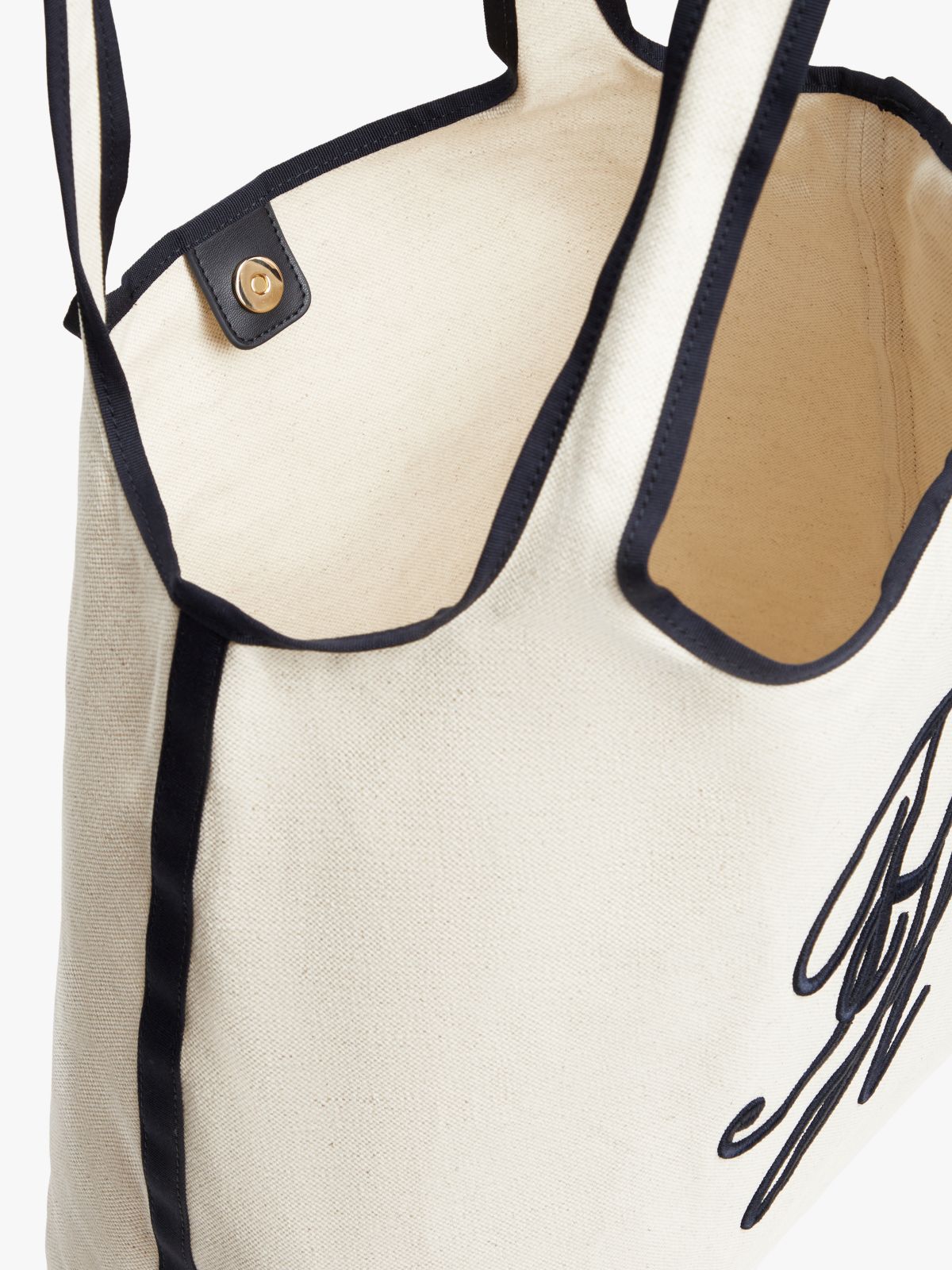 Canvas Beach Tote Bag With Pouch — White