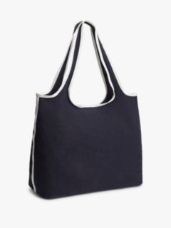 Canvas Beach Tote Bag With Pouch — Blue 2