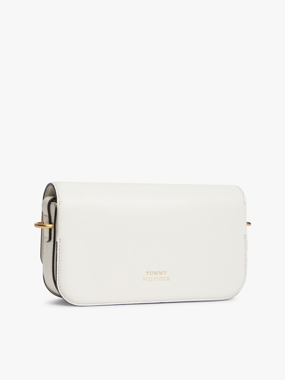 Logo Flap Leather Crossbody Bag — Beige